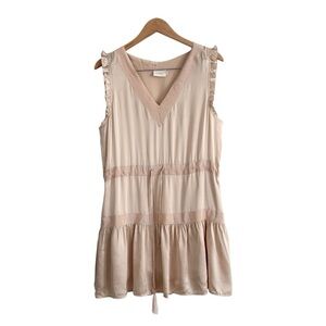 Flannel Designer Silk Tiered Ruffle Sleeveless Dress